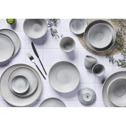 Bjorn 6 Assiettes plates en Grès Stone gris clair - D.27.5 cm