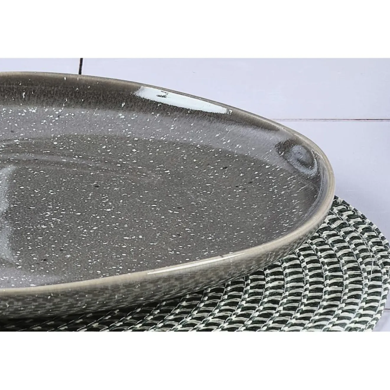Bjorn 6 Assiettes plates en Grès Stellar gris/anthracite - D.27 cm