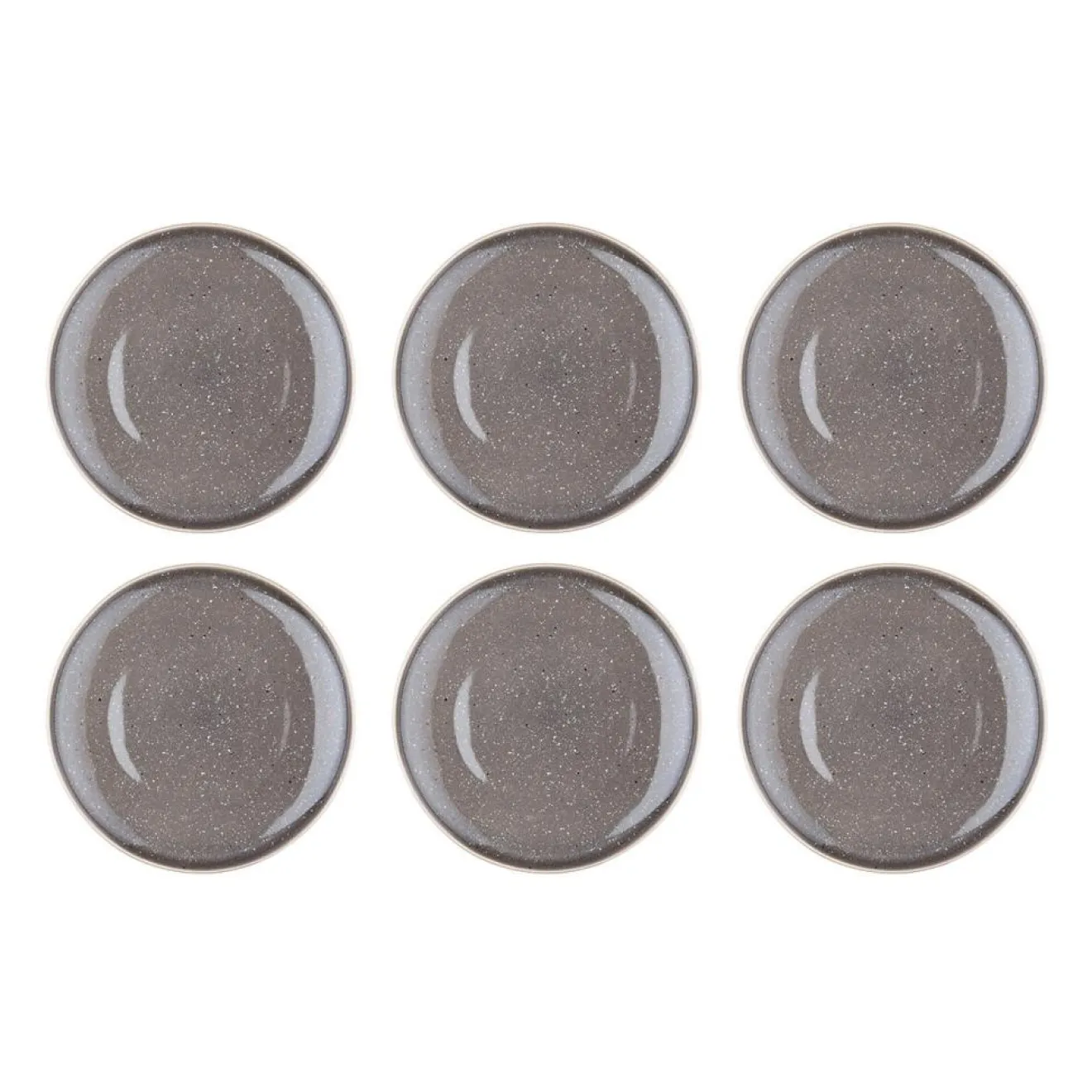Bjorn 6 Assiettes plates en Grès Stellar gris/anthracite - D.27 cm
