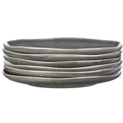 Bjorn 6 Assiettes plates en Grès Stellar gris/anthracite - D.27 cm