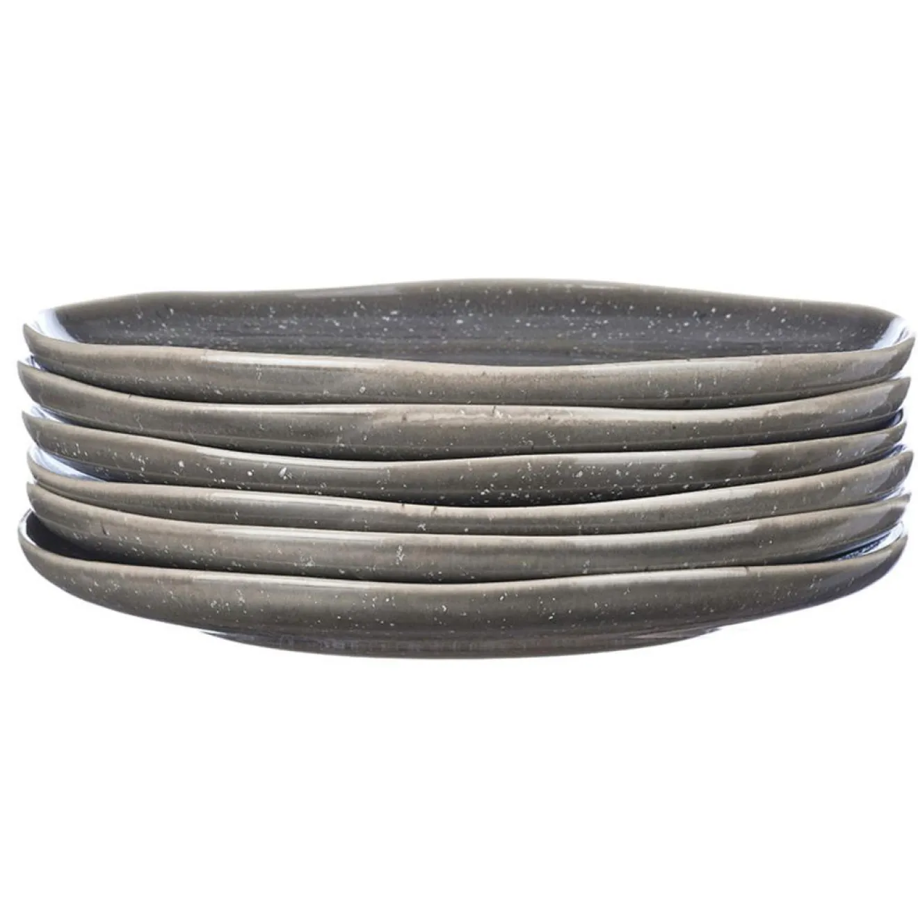 Bjorn 6 Assiettes plates en Grès Stellar gris/anthracite - D.27 cm