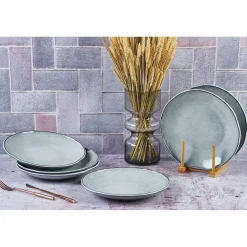 New Bjorn 6 Assiettes plates en Grès Cloud gris clair - D.27 cm