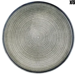 Bjorn 6 Assiettes plates en Grès Zen gris/bleu - D.28 cm