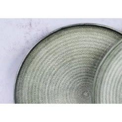 Bjorn 6 Assiettes plates en Grès Zen gris/bleu - D.28 cm