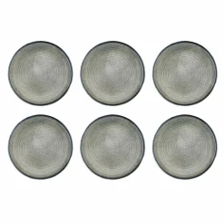 Bjorn 6 Assiettes plates en Grès Zen gris/bleu - D.28 cm