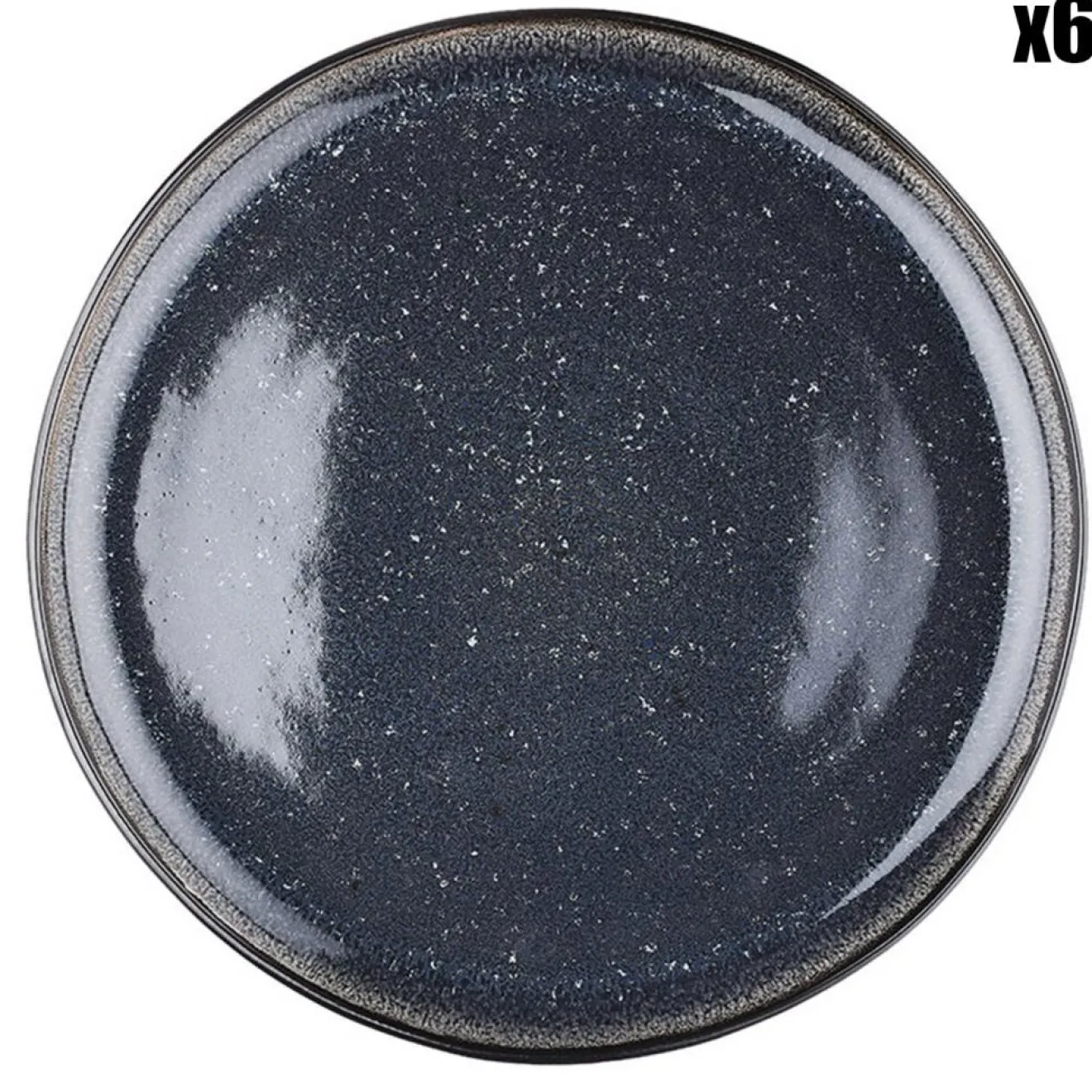 Bjorn 6 Assiettes plates en Grès Iris bleu foncé - D.26 cm