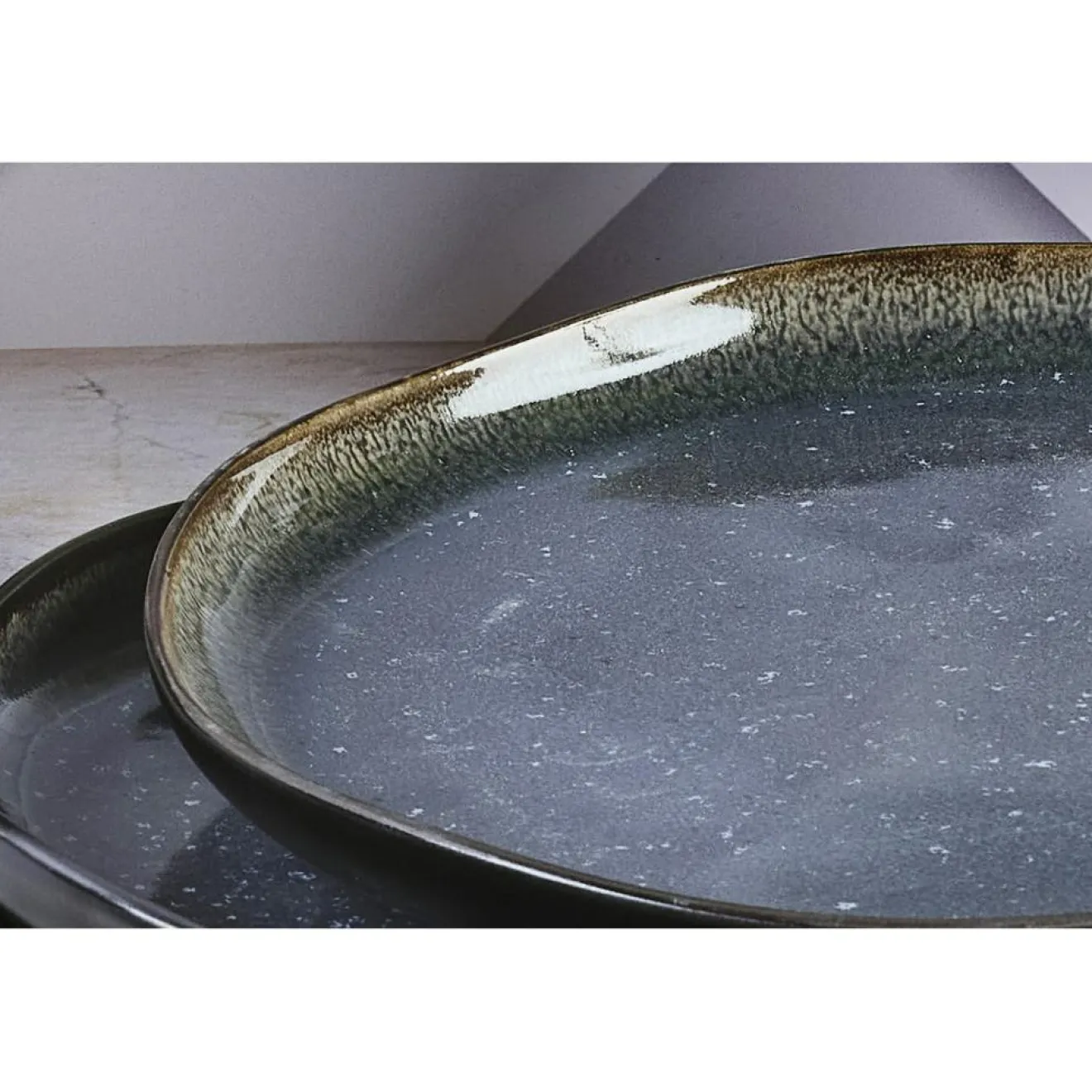 Bjorn 6 Assiettes plates en Grès Iris bleu foncé - D.26 cm