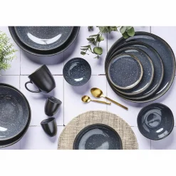 Bjorn 6 Assiettes plates en Grès Iris bleu foncé - D.26 cm