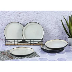 Bjorn 6 Assiettes plates en Grès Iris blanc/ivoire - D.26 cm