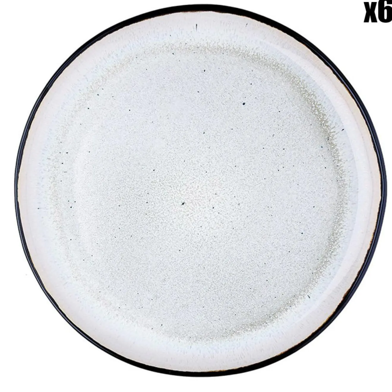 Bjorn 6 Assiettes plates en Grès Iris blanc/ivoire - D.26 cm