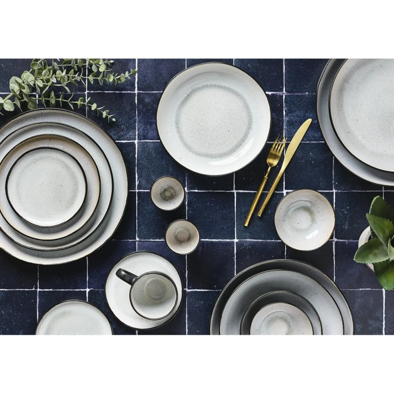 Bjorn 6 Assiettes plates en Grès Iris blanc/ivoire - D.26 cm