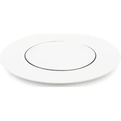 Fauchon 6 Assiettes plates en Porcelaine Ligne blanches - D.29 cm