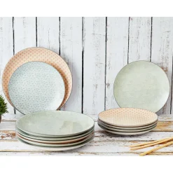 Hot Bjorn 6 Assiettes plates Pattern Pastel rose pastel/bleu pastel/vert pastel - D.26 cm