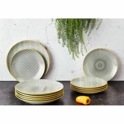 Outlet Bjorn 6 Assiettes plates Pattern Eclipse gris anthracite - D.26 cm