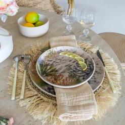 Hot Novastyl 6 Assiettes PlatesCorfou 26Cm En Grès Bleu