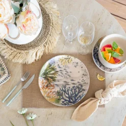 Hot Novastyl 6 Assiettes PlatesCorfou 26Cm En Grès Bleu