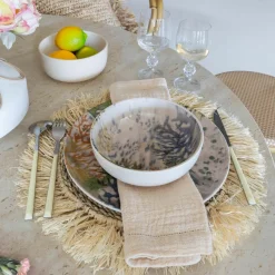 Hot Novastyl 6 Assiettes PlatesCorfou 26Cm En Grès Bleu