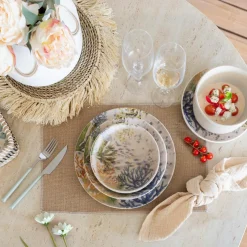 Hot Novastyl 6 Assiettes PlatesCorfou 26Cm En Grès Bleu