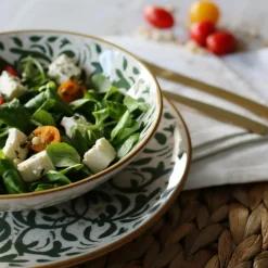 Novastyl 6 Assiettes PlatesHéraclée 27Cm En GrèsDécor Vert