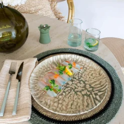 Novastyl 6 Assiettes PlatesJade 26Cm En Grès BeigeEt Vert