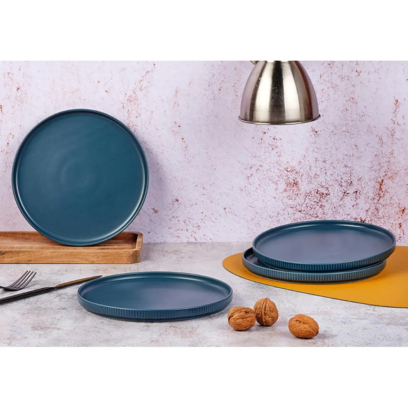 Bjorn 4 Assiettes Scandi bleu marine - D.21 cm