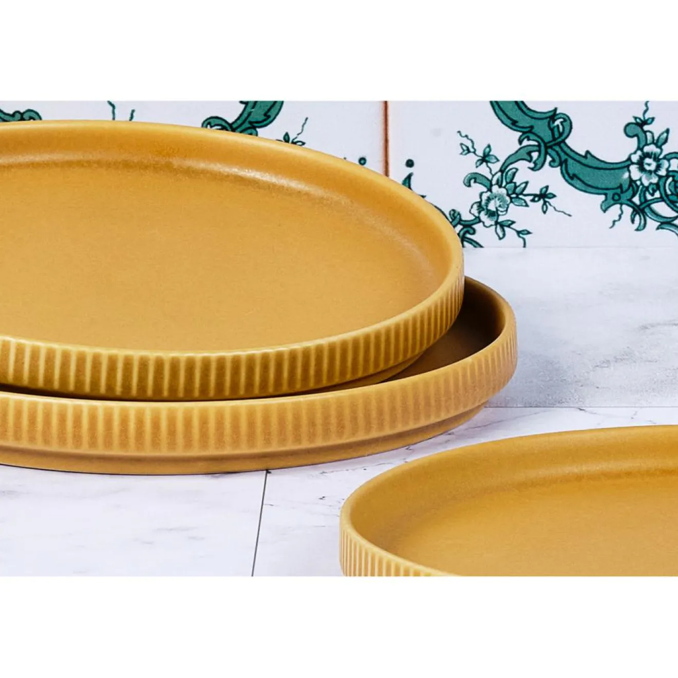 Bjorn 4 Assiettes Scandi jaune ocre - D.16 cm
