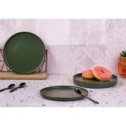 Clearance Bjorn 4 Assiettes Scandi vert olive - D.21 cm