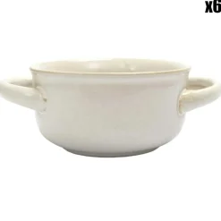 Home Deco Factory 6 Bols à soupe au grès du temps beige - 13.7x7x13.7 cm