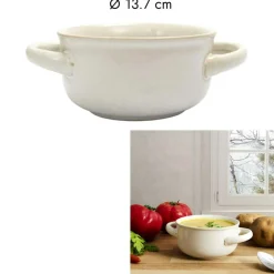 Home Deco Factory 6 Bols à soupe au grès du temps beige - 13.7x7x13.7 cm