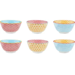 Bjorn 6 Bols apéritif Pattern Color bleu clair/rouge/jaune - D.12 cm