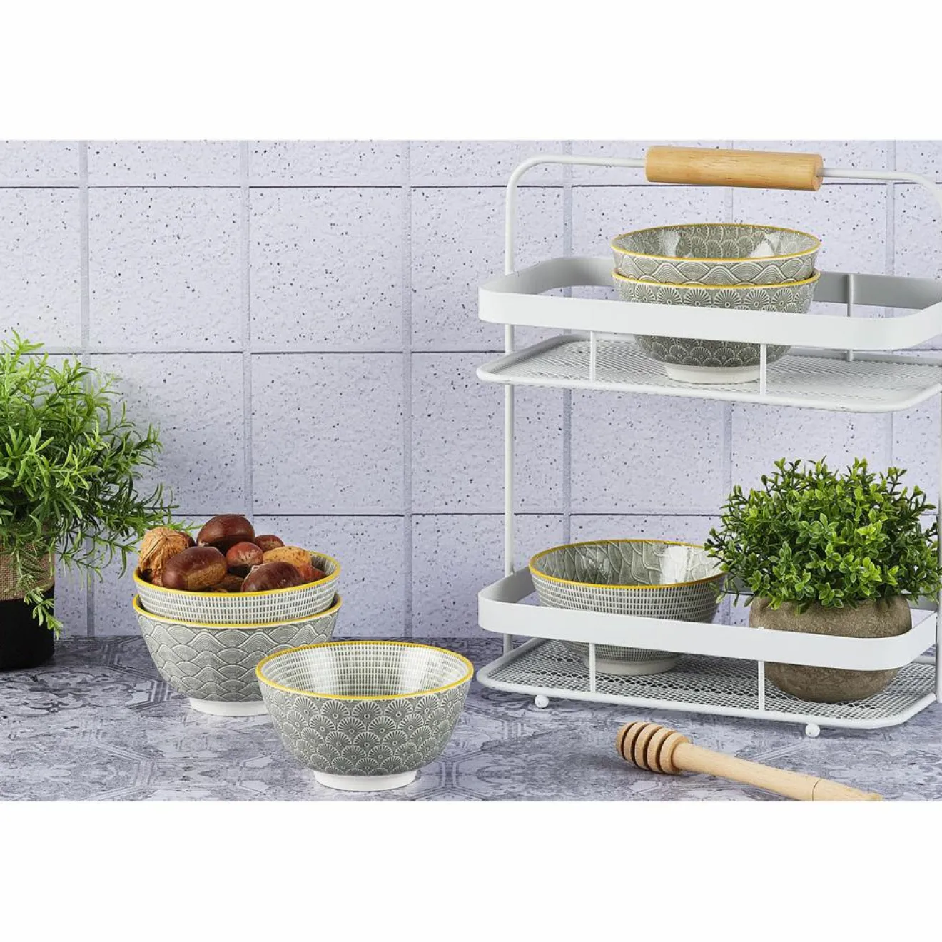 Bjorn 6 Bols apéritif Pattern Eclipse gris anthracite - D.12 cm