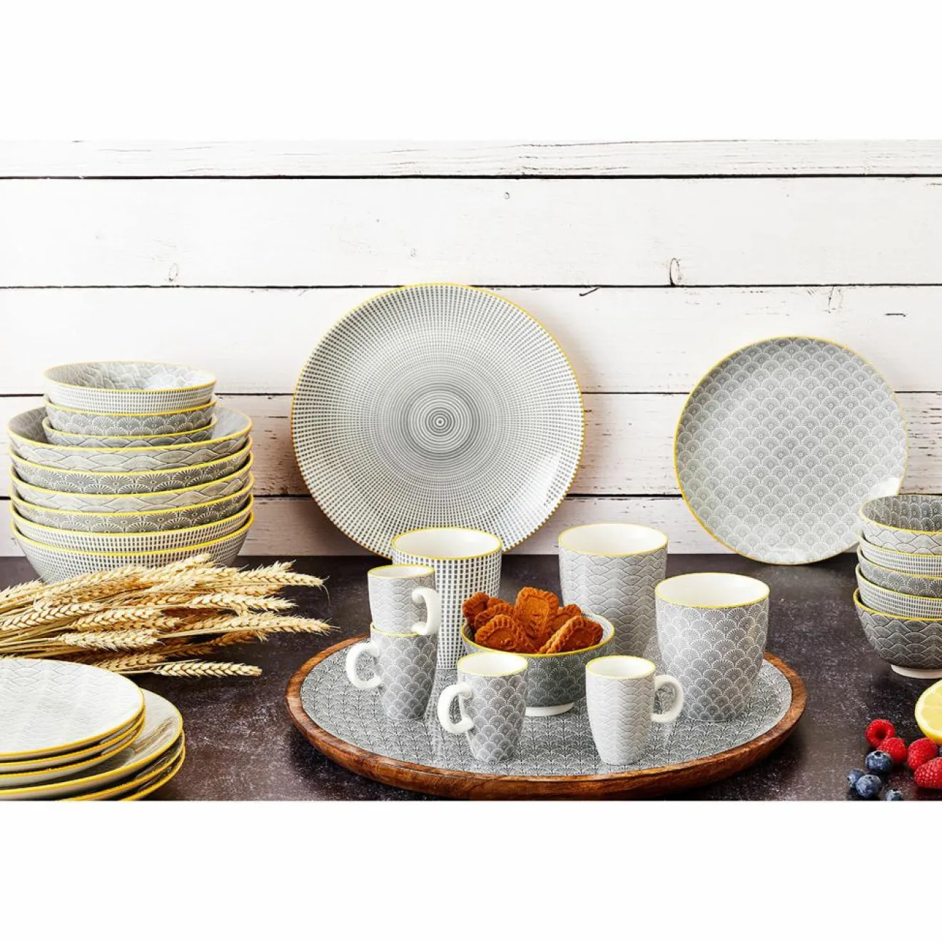 Bjorn 6 Bols apéritif Pattern Eclipse gris anthracite - D.12 cm