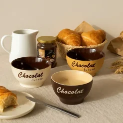 Novastyl 6 Bols ChocolatSuisse 14Cm En Grès 3Couleurs Assorties