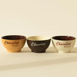 Novastyl 6 Bols ChocolatSuisse 14Cm En Grès 3Couleurs Assorties
