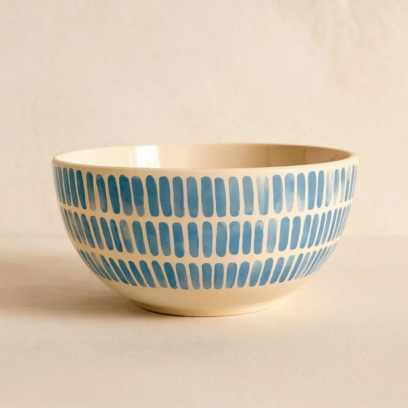 Best Novastyl 6 Bols Corfu 58ClEn Grès Blanc Avec DesRayures Bleues