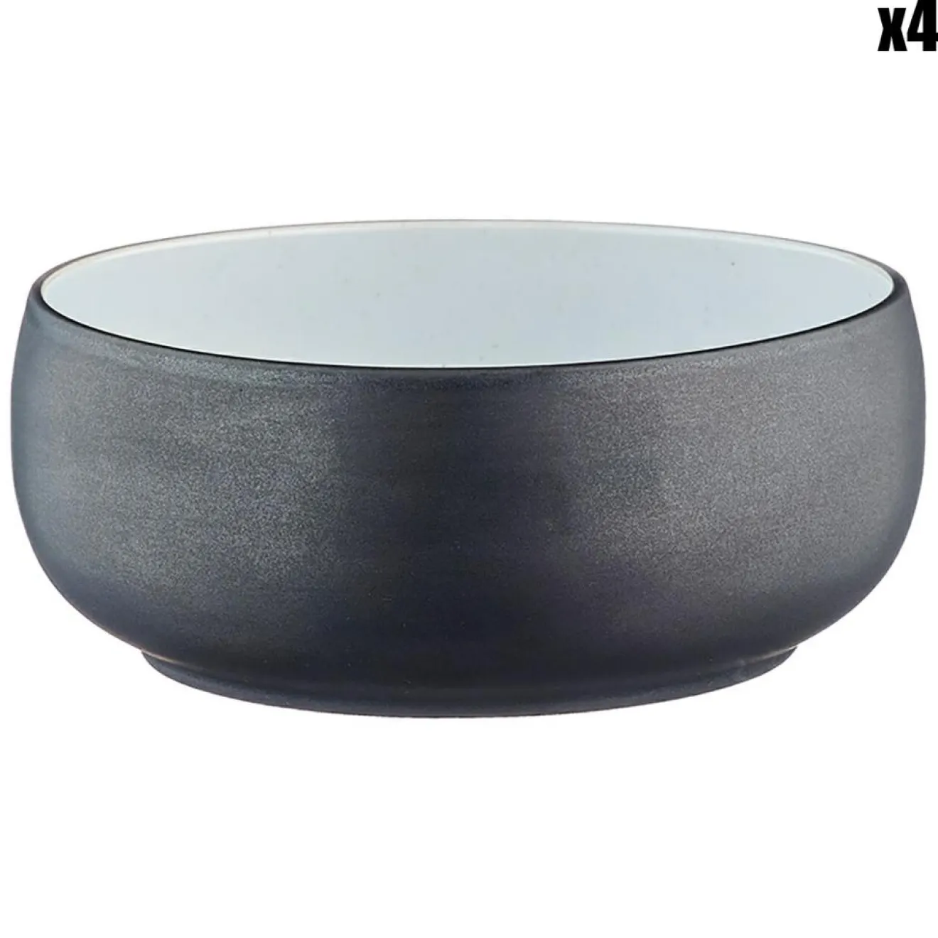 Bjorn 4 Bols en Grès Gourmet blanc granité/noir onyx - 70 cL