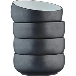 Bjorn 4 Bols en Grès Gourmet blanc granité/noir onyx - 70 cL