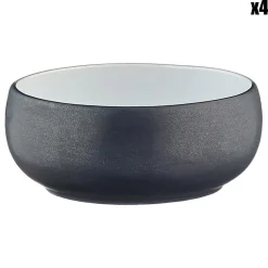 Clearance Bjorn 4 Bols en Grès Gourmet blanc granité/noir onyx - 35 cL