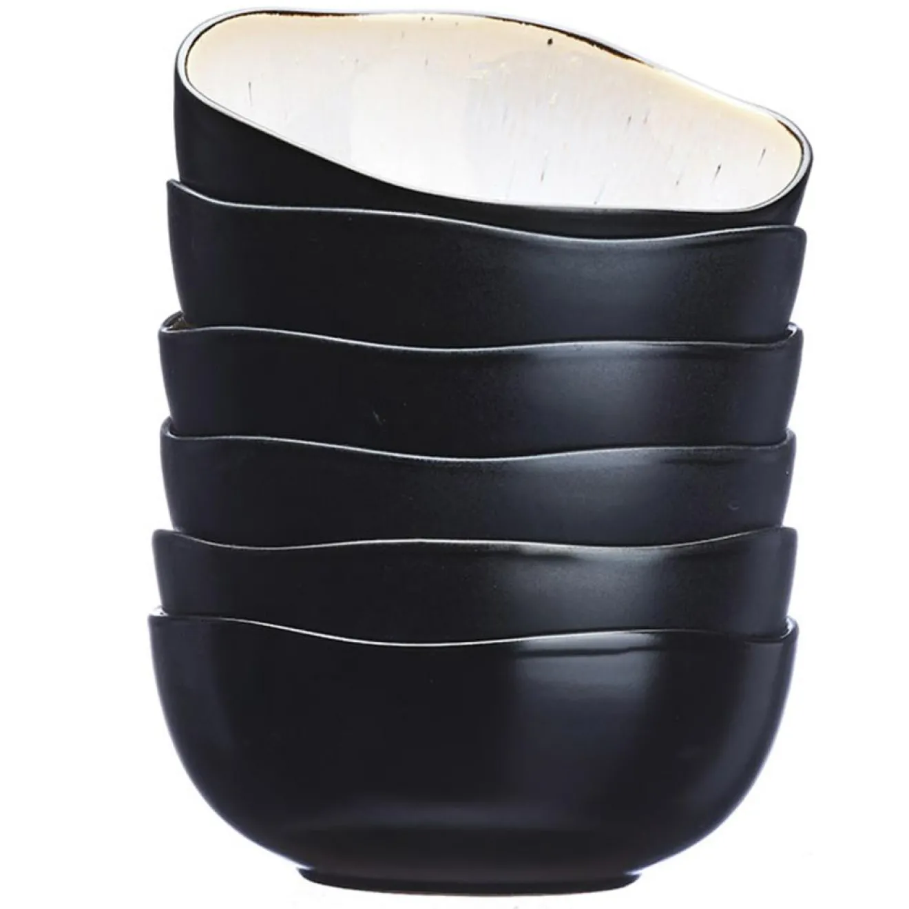 Clearance Bjorn 6 Bols en Grès Iris blanc/ivoire - 80 cl