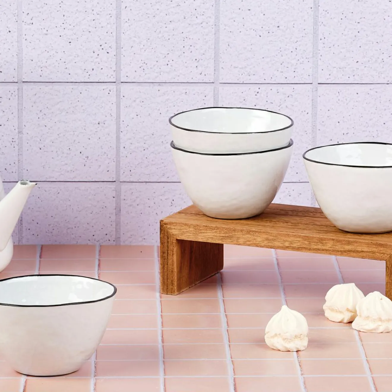 New Bjorn 4 Bols en Grès Pure blanc neige - 28 Pièces