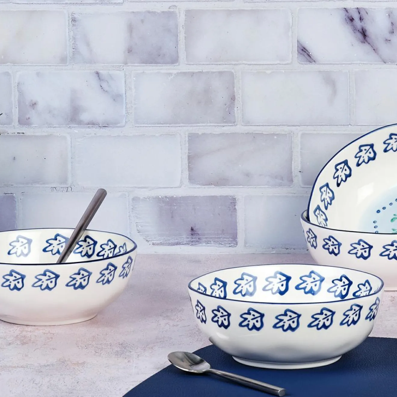 Bjorn 4 Bols en Porcelaine Napoli multicolores - 90 cL