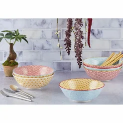 Bjorn 6 Bols Pattern Color bleu clair/rouge/jaune - D.21 cm