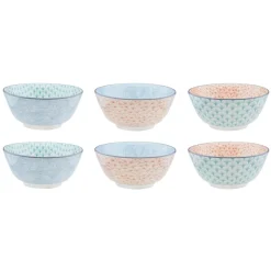 Bjorn 6 Bols petit-déjeuner Pastel rose pastel/bleu pastel/vert pastel - D.15 cm