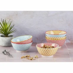 Bjorn 6 Bols petit-déjeuner Pattern Color bleu clair/rouge/jaune - D.15 cm