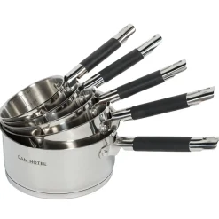 Gam'Hotel 5 Casseroles induction inox argenté/noir - D.12/14/16/18/20 cm
