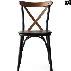 Wooden Art 4 chaises ahsa marron/noir - 42x84x41 cm