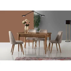 Wooden Art 2 Chaises Dallas 555 noyer/beige - 50x90x49 cm