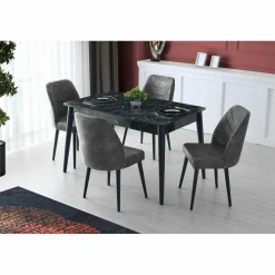 Sale Wooden Art 4 Chaises Dallas anthracite - 50x90x49 cm