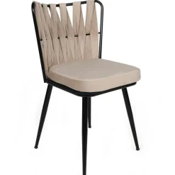 Wooden Art 2 Chaises Kusakli crème/noir - 43x82x43 cm