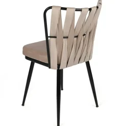 Wooden Art 2 Chaises Kusakli crème/noir - 43x82x43 cm